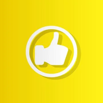 Thumb up like white icon with shadow Stock Illustration
