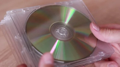 Thumbing through the CD discs Stock Footage 82196310