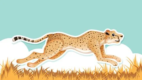 Thumbnail design with leopard running Stock Illustration