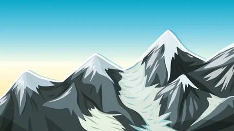 Thumbnail design with snow mountain background Stock Illustration