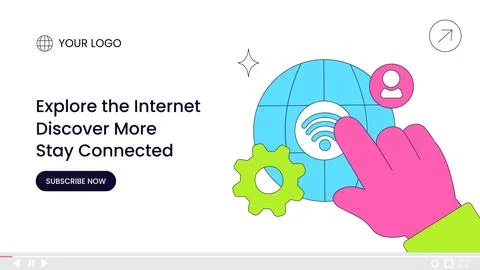 Thumbnail Design Using Hand Drawn Flat Cartoon Internet Service Provider Il.. Stock Illustration
