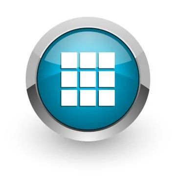 Thumbnails grid blue silver metallic chrome border web and mobile phone icon  Stock Illustration