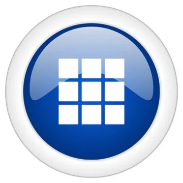 Thumbnails grid icon, circle blue glossy internet button, web and mobile app  Stock Illustration
