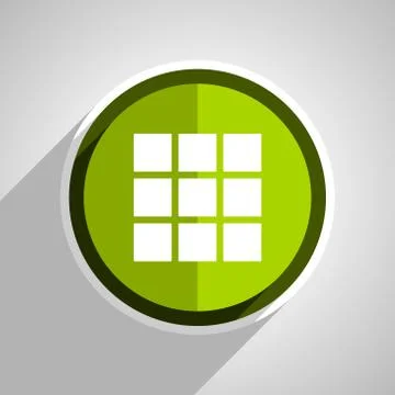 Thumbnails grid icon, green circle flat design internet button, web and mobil Stock Illustration