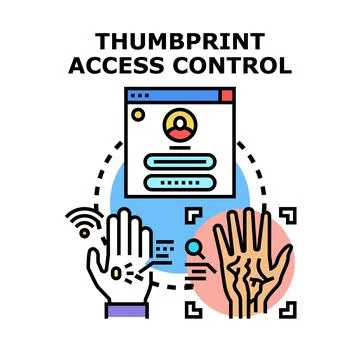 Thumbprint access control protecting digital data security Stock Illustration