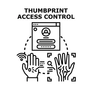 Thumbprint access control protecting digital data security Stock Illustration