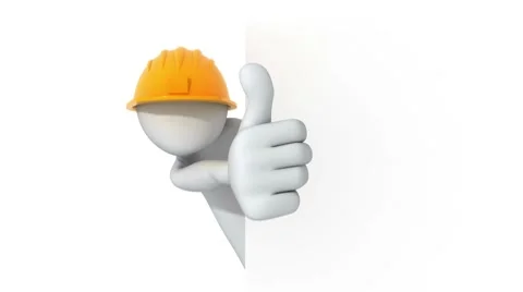 Thumbs Up! 3d man in a hard hat 스톡 동영상 7487949