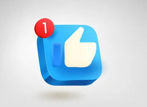 Thumbs up. 3d vector mobile application icon with notification Иллюстрация