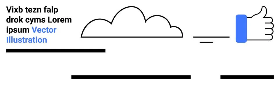 Thumbs Up with Abstract Clouds and Text Elements in Minimalistic Style 스톡 일러스트