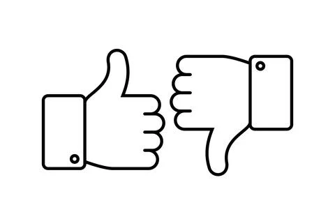 Thumbs up and down. Like and dislike line icons. Social networks outline ag.. Stock Illustration