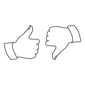 Thumbs up and down. Contour Line Icons Like and dislike. Vector illustration Stock Illustration