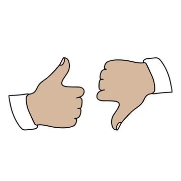 Thumbs up and down. Contour Line Icons Like and dislike. Vector illustration Stock Illustration