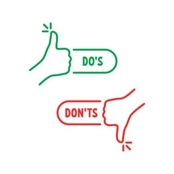 Thumbs up and down like dos and donts Stock Illustration