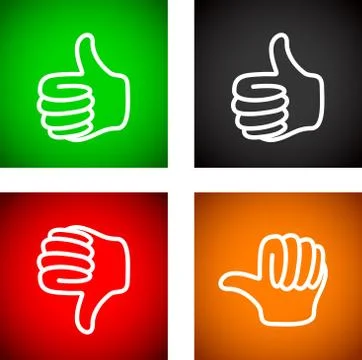 Thumbs up and down set Illustrazione stock