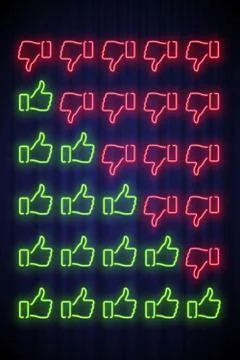 Thumbs up and down vector color illustrations set Stock Illustration