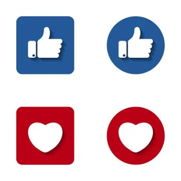 Thumbs up and heart button icon. Like and heart symbol for your web site desi Stock Illustration