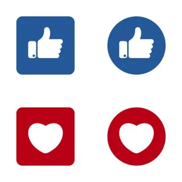 Thumbs up and heart button icon. Like and heart symbol for your web site desi Stock Illustration