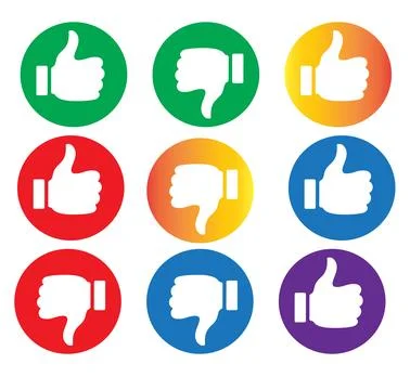 Thumbs Up and Thumbs Down Feedback Icons on Transparent Background Stock Illustration