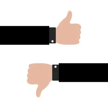 Thumbs Up and Thumbs Down Hands. Icons for Approval and Disapproval Stock Illustration