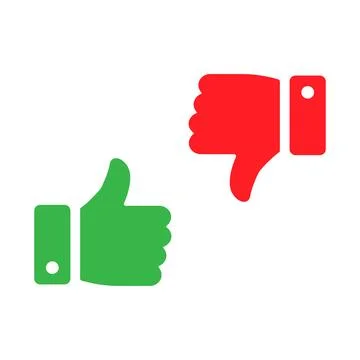 Thumbs up and thumbs down icon. Like and dislike silhouette sign. Disagree .. 스톡 일러스트