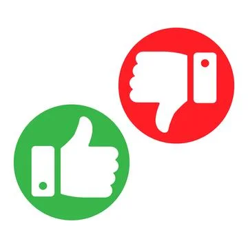 Thumbs up and thumbs down icon. Like and dislike white silhouette sign. Dis.. Stock-Illustration