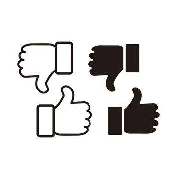 Thumbs up and thumbs down icon. Thumbs up and thumbs down symbol. Stock Illustration