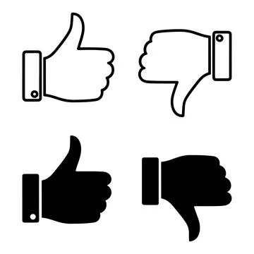 Thumbs Up and Thumbs Down Icons Depicting Approval and Disapproval Stock Illustration