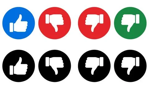 Thumbs up and thumbs down icons in different colors concept Stock Illustration