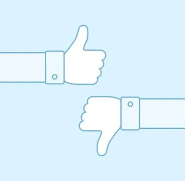 Thumbs up and thumbs down line icons Stock Illustration