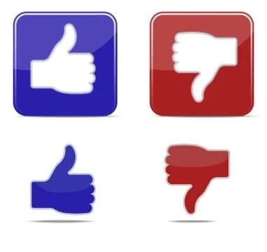 Thumbs up and thumbs down symbol icons. Vector illustration Stock Illustration