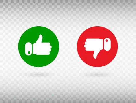 Thumbs up and thumbs down symbol isolated on transparent background. Feedback Stock Illustration