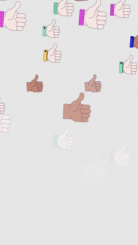 Thumbs up animated vertical overlay with falling down Stock Footage 334105489