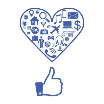 Thumbs-up with application icon Stock Illustration