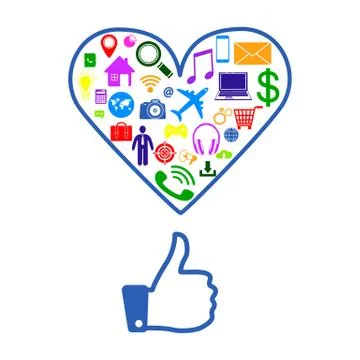 Thumbs-up with application icon Stock Illustration