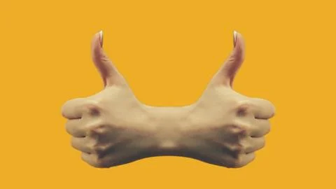 Thumbs Up like approval hands Gesture on yellow Stock Illustration