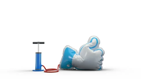 A thumbs-up balloon being inflated, representing social media endorsement. .. Video stock 270517913