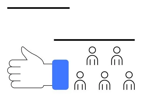 Thumbs Up with Blue Cuff Likability and Popularity Representation Among Six.. Stock Illustration