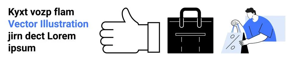 Thumbs Up, Briefcase, and Shopper - Elements for Business and Commerce Concep Stock Illustration