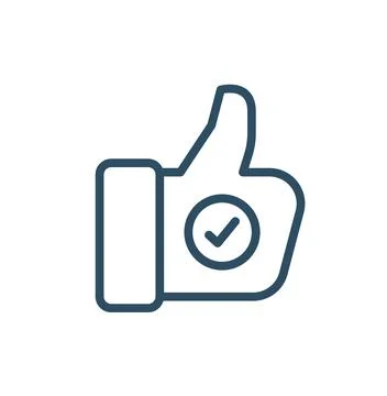 Thumbs up, Like with check mark, Testimonials and feedback editable line icon Stock Illustration