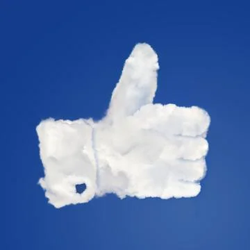 The thumbs up from clouds Stock Photos