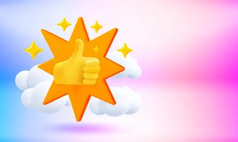 Thumbs up concept. 3d vector banner with copy space Stock-Illustration