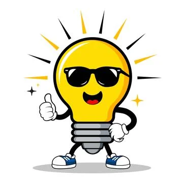 Thumbs Up, Cool Smiling Idea Bulb Vector Illustration for Innovation Stock Illustration