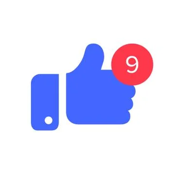 Thumbs with counter notification icon. Counter and thumb symbol. Like sign Stock Illustration
