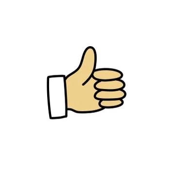 Thumbs up doodle icon, vector color illustration Stock Illustration