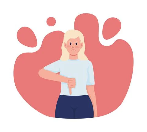 Thumbs down 2D vector isolated illustration 스톡 일러스트