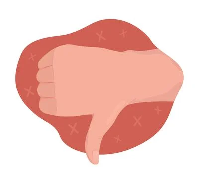 Thumbs down 2D vector isolated illustration 스톡 일러스트