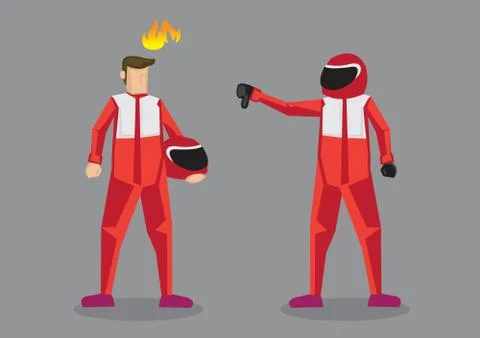 Thumbs Down For Competitor Car Racer Cartoon Vector Illustration Stock Illustration