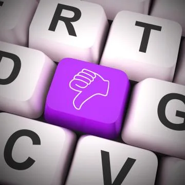 Thumbs Down Computer Key Showing Dislike Failure And False 스톡 일러스트