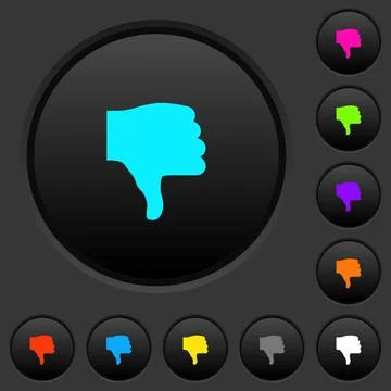 Thumbs down dark push buttons with color icons Stock Illustration
