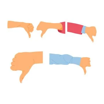 Thumbs Down Dislike Gesture Vector Illustration Set Stock Illustration